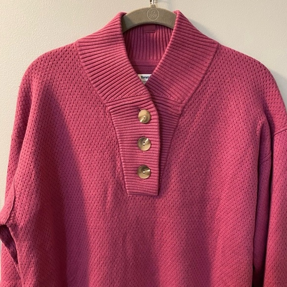 Tommy John Cozy Pink Knit Set Pants & Top with Button Detail - Picture 4 of 7